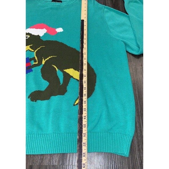 Alex Stevens Green Santa-Saurus Rex Ugly Christmas Pullover Sweater Size XLarge - Picture 7 of 14